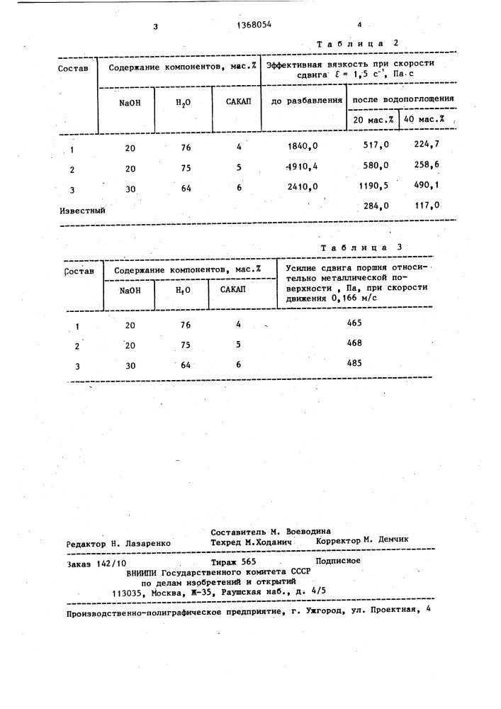 Желированный очистной поршень-разделитель (патент 1368054)