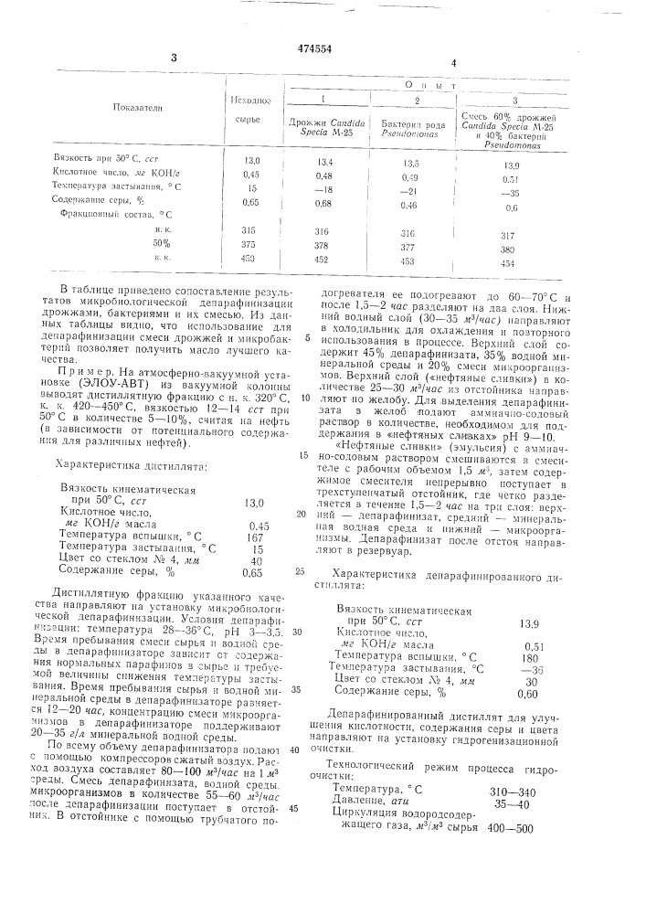 Способ получения минеральных масел (патент 474554)