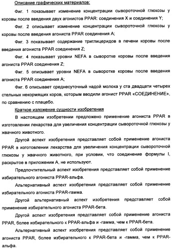 Применение агониста рецептора, активируемого пероксисомным пролифератором, для увеличения концентрации сывороточной глюкозы у жвачного животного (патент 2342130)