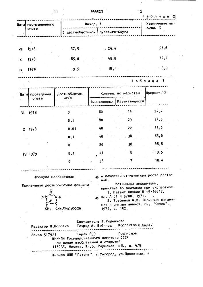 Стимулятор роста растений (патент 944523)