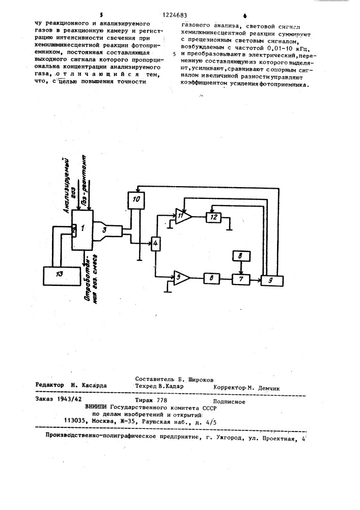 Способ хемилюминесцентного анализа газов (патент 1224683)