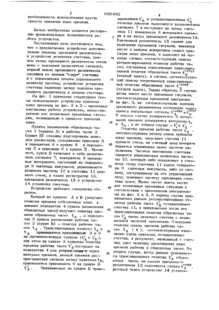 Устройство для привязки шкал времени (патент 699482)