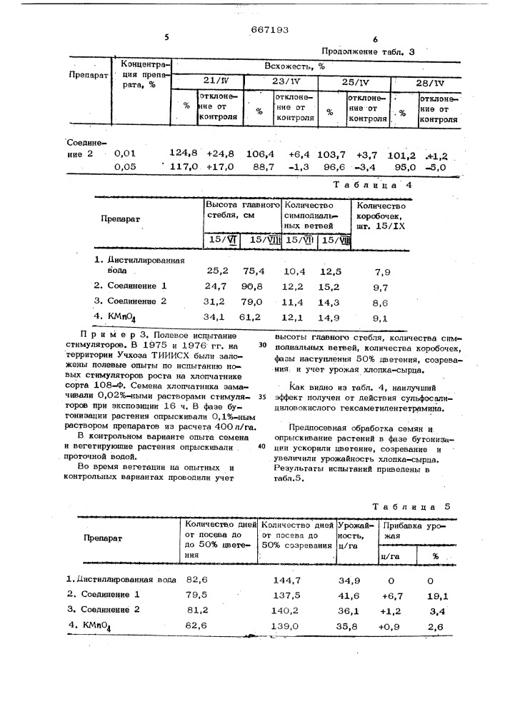 Стимулятор роста хлопчатника (патент 667193)
