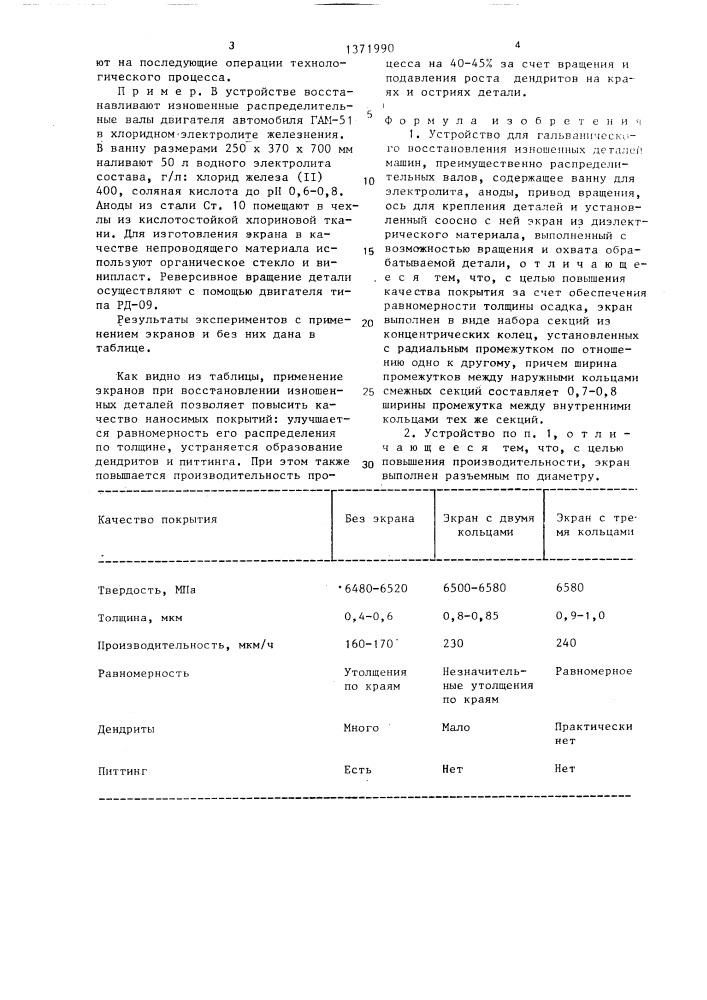 Устройство для гальванического восстановления изношенных деталей машин (патент 1371990)