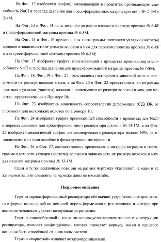 Пресс-формованный однокомпонентный однослойный респиратор с бимодальной однокомпонентной однослойной средой (патент 2399390)