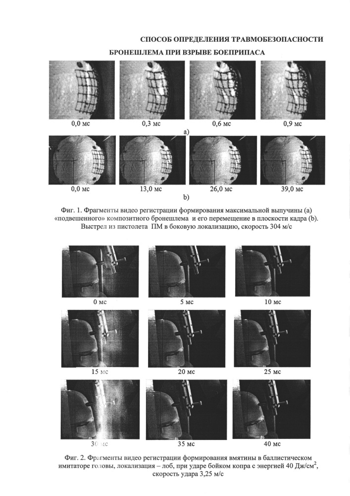 Способ определения травмобезопасности бронешлема при взрыве боеприпаса (патент 2644901)