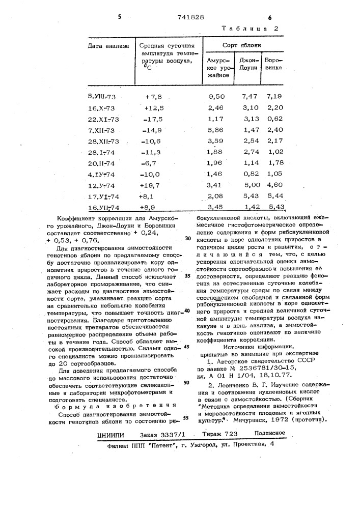 Способ диагностирования зимостойкости генотипов яблони (патент 741828)