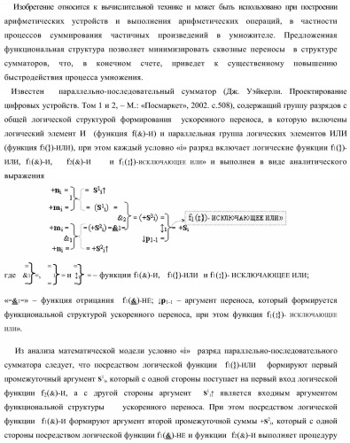 Функциональная структура параллельного сумматора с предварительно вводимыми переносами (варианты) (патент 2381545)