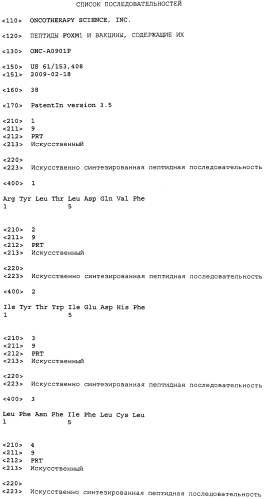 Пептиды foxm1 и вакцины, содержащие их (патент 2560431)
