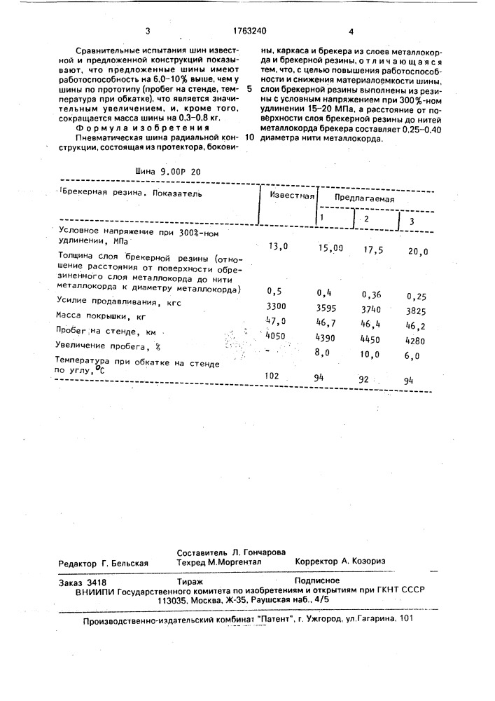 Пневматическая шина (патент 1763240)