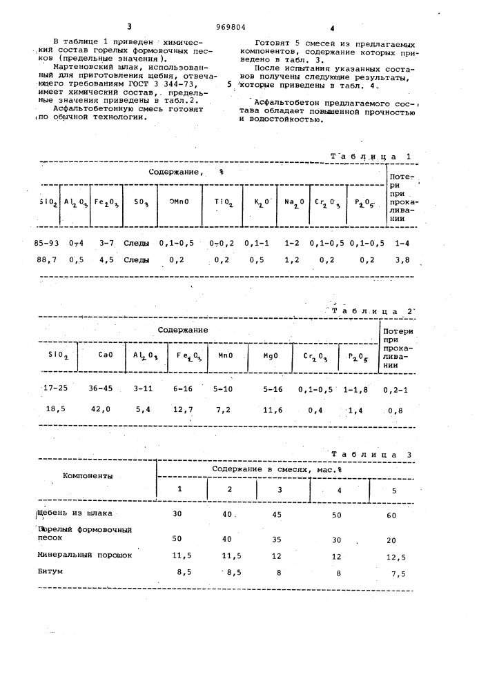 Асфальтобетонная смесь (патент 969804)