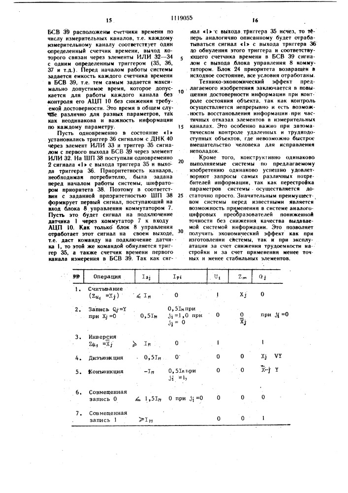 Устройство для контроля состояния объекта (патент 1119055)