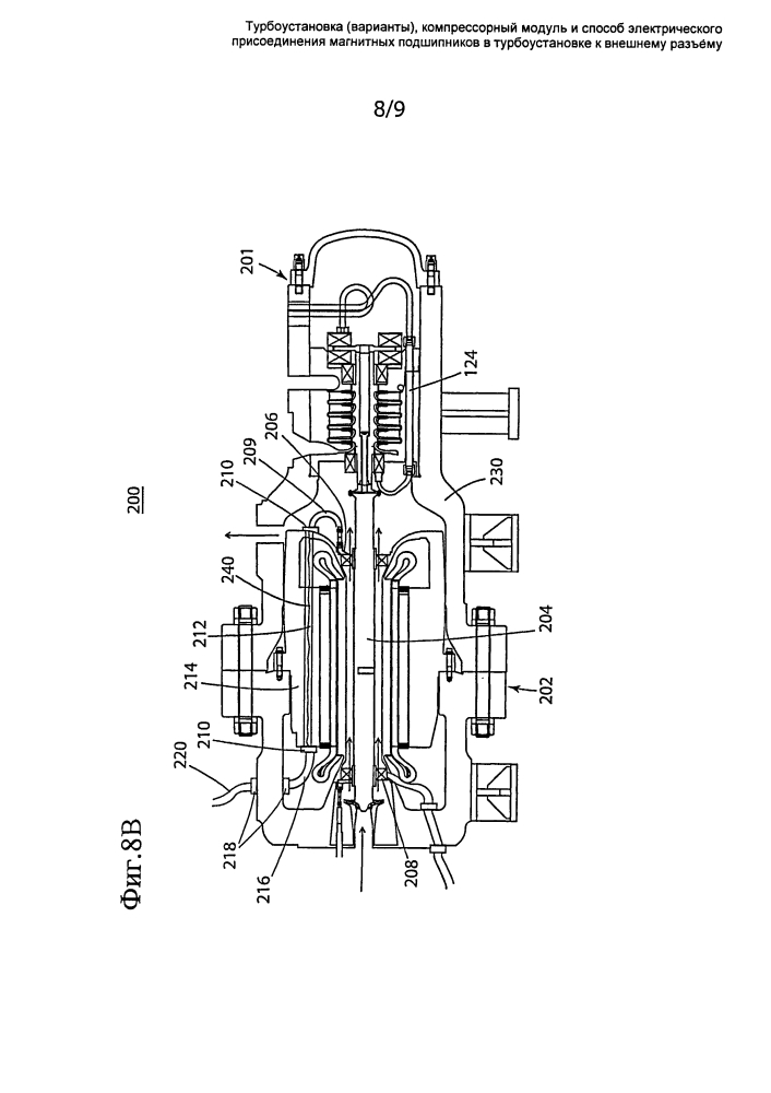 Турбоустановка (варианты ), компрессорный модуль и способ электрического присоединения магнитных подшипников в турбоустановке к внешнему разъему (патент 2601398)