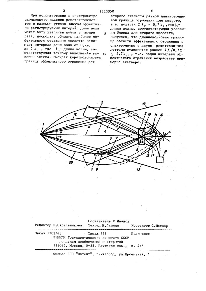 Спектрометр скользящего падения с фокусировкой по роуланду (патент 1223050)