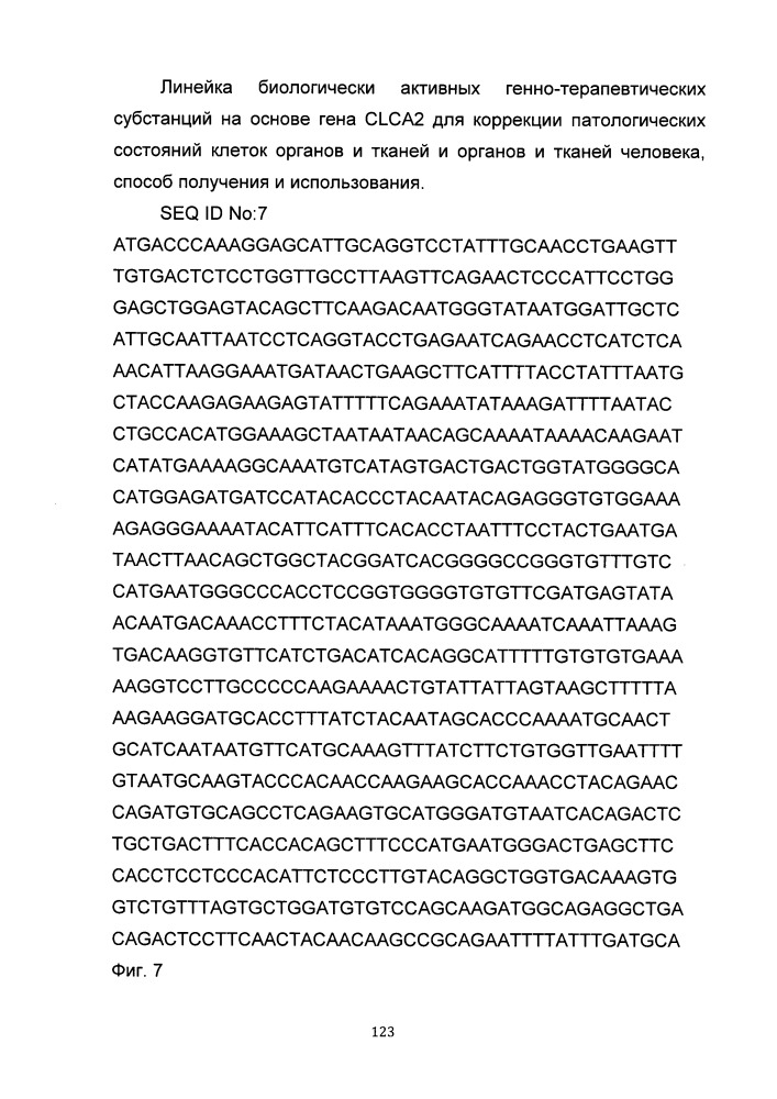 Линейка биологически активных генно-терапевтических субстанций на основе гена clca2 для коррекции патологических состояний клеток органов и тканей и органов и тканей человека, способ получения и использования (патент 2652318)