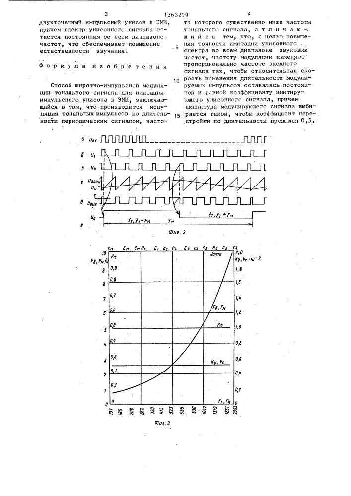 Способ широтно-импульсной модуляции тонального сигнала для имитации импульсного унисона в эми (патент 1363299)