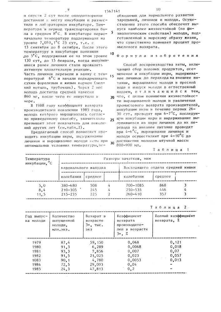 Способ воспроизводства кеты (патент 1567141)