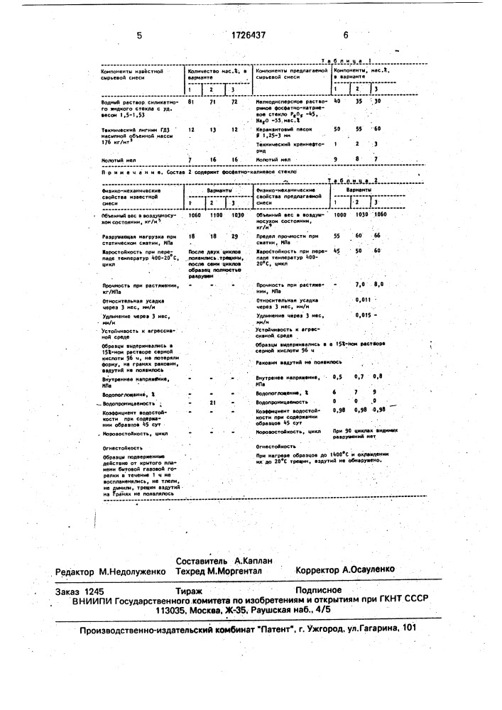 Сырьевая смесь для изготовления легкого бетона (патент 1726437)