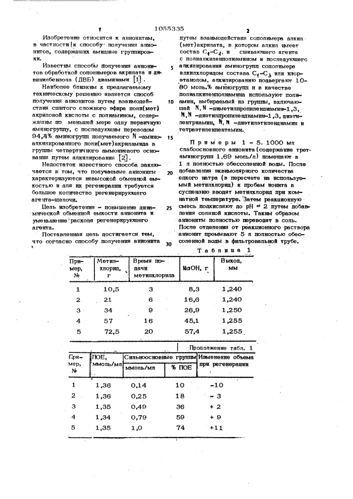 Способ получения анионита (патент 1055335)