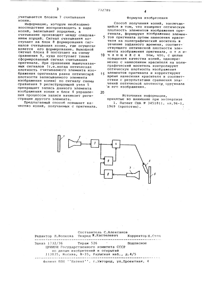 Способ получения копий (патент 732789)