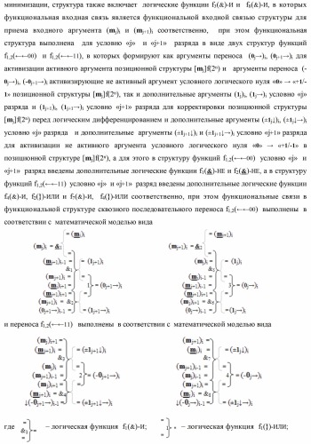 Способ формирования сквозного последовательного переноса в процедуре логического дифференцирования d/dn позиционных аргументов [mj]f(2n) с учетом их знака для формирования позиционно-знаковой структуры &#177;[mj]f(+/-)min с минимизированным числом активных в ней аргументов (варианты) (патент 2420869)