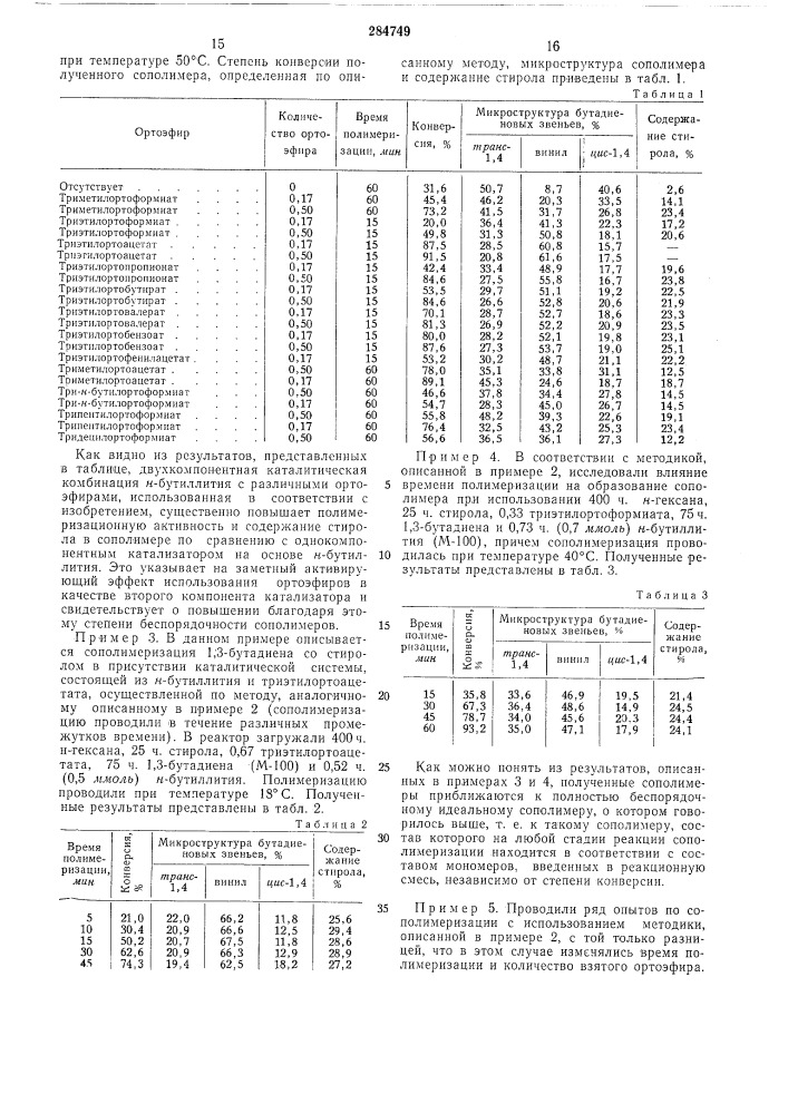 Способ получения сополимеров сопряженных диенов с винилароматическими мономерами (патент 284749)
