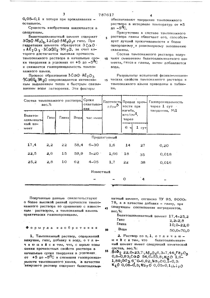 Тампонажный раствор (патент 787617)