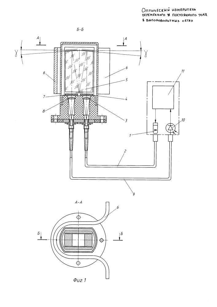 Оптический измеритель переменного и постоянного тока в высоковольтных сетях (патент 2663545)
