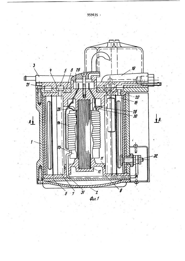 Электролизер для получения водорода и кислорода (патент 959635)