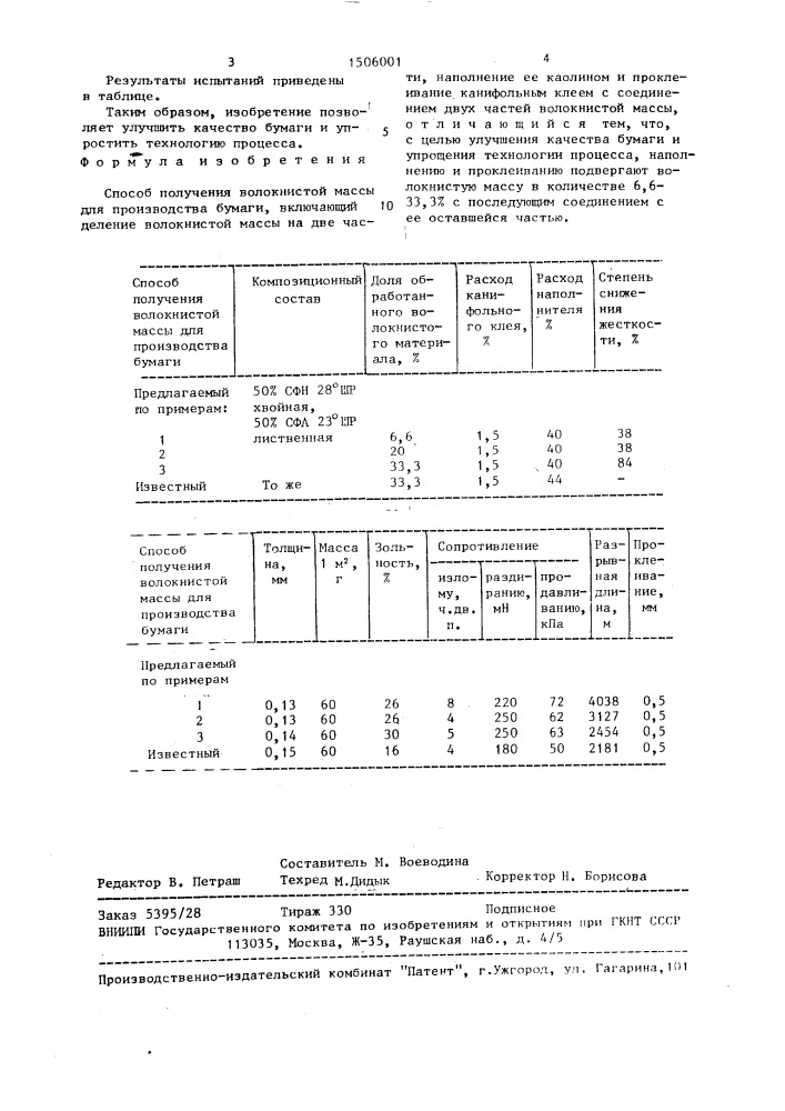 Способ получения волокнистой массы для производства бумаги (патент 1506001)