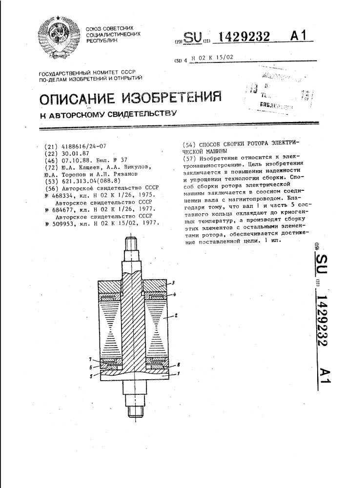 Способ сборки ротора электрической машины (патент 1429232)