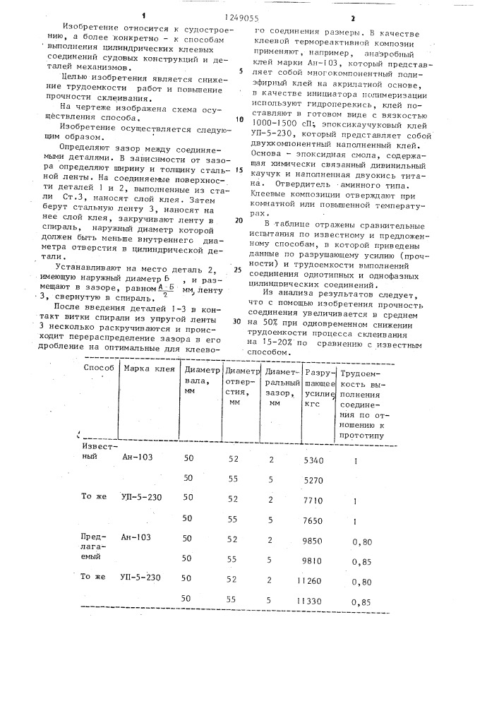 Способ склеивания цилиндрических деталей (патент 1249055)