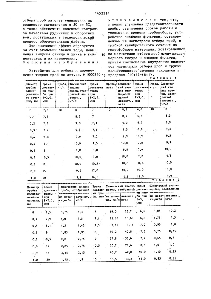 Устройство для отбора и перемещения жидких проб (патент 1453214)