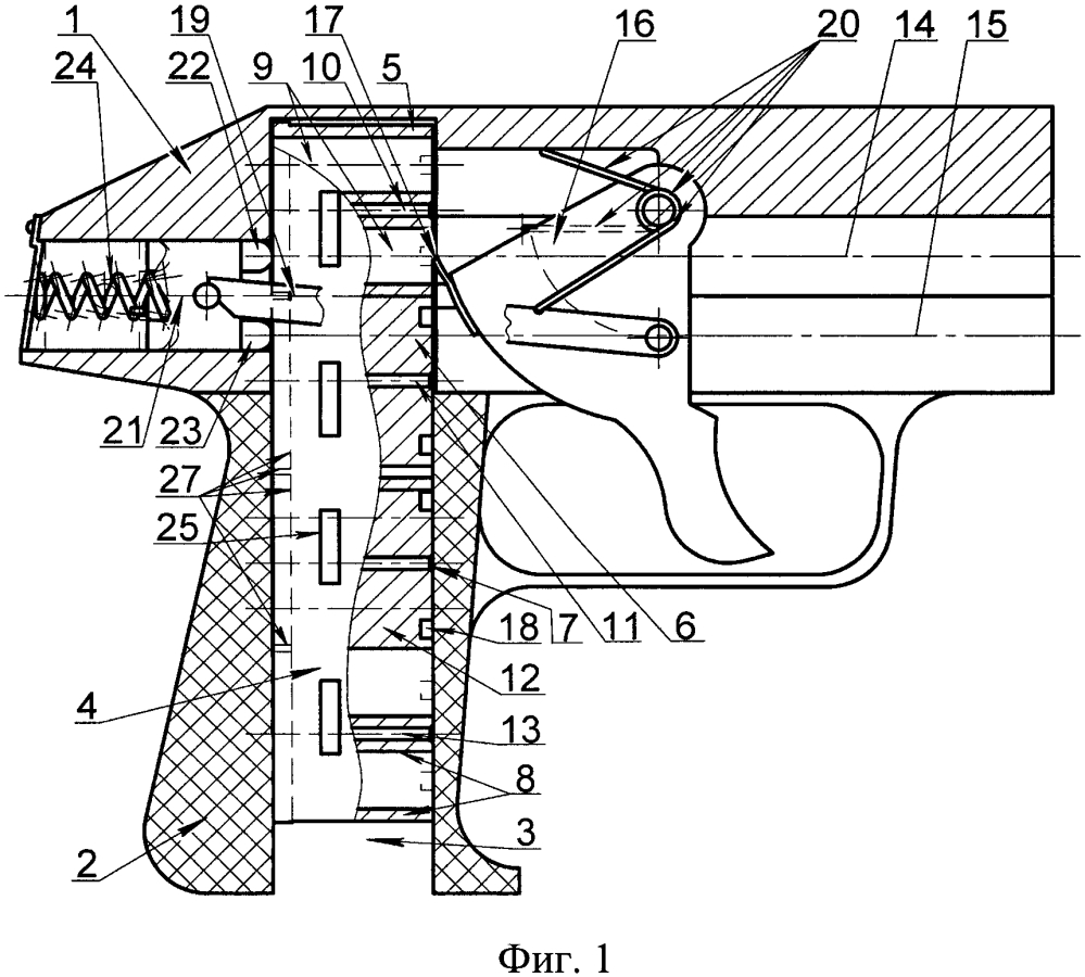 Двуствольный револьвер со съемным коробчатым магазином "валет 88" (патент 2619674)
