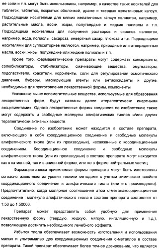 Биядерные координационные соединения биологически активных d-элементов с алифатическими тиолами как средства повышения эффективности лекарственных препаратов (патент 2417999)