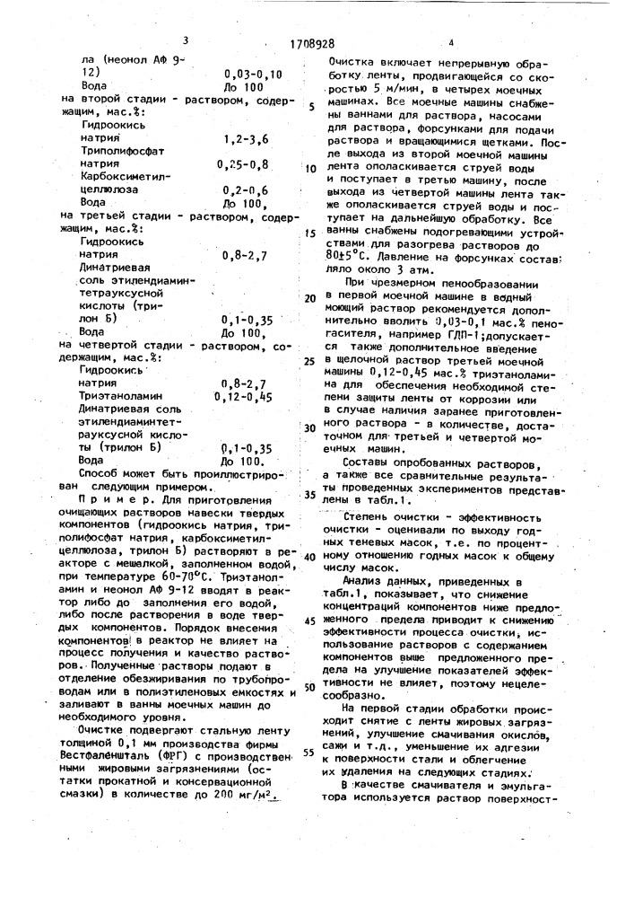 Способ очистки металлической поверхности от жировых загрязнений (патент 1708928)