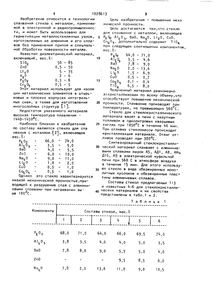 Стекло для спаивания с металлом (патент 1028613)