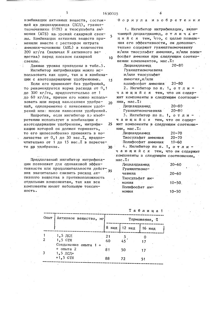 Ингибитор нитрификации (патент 1650005)