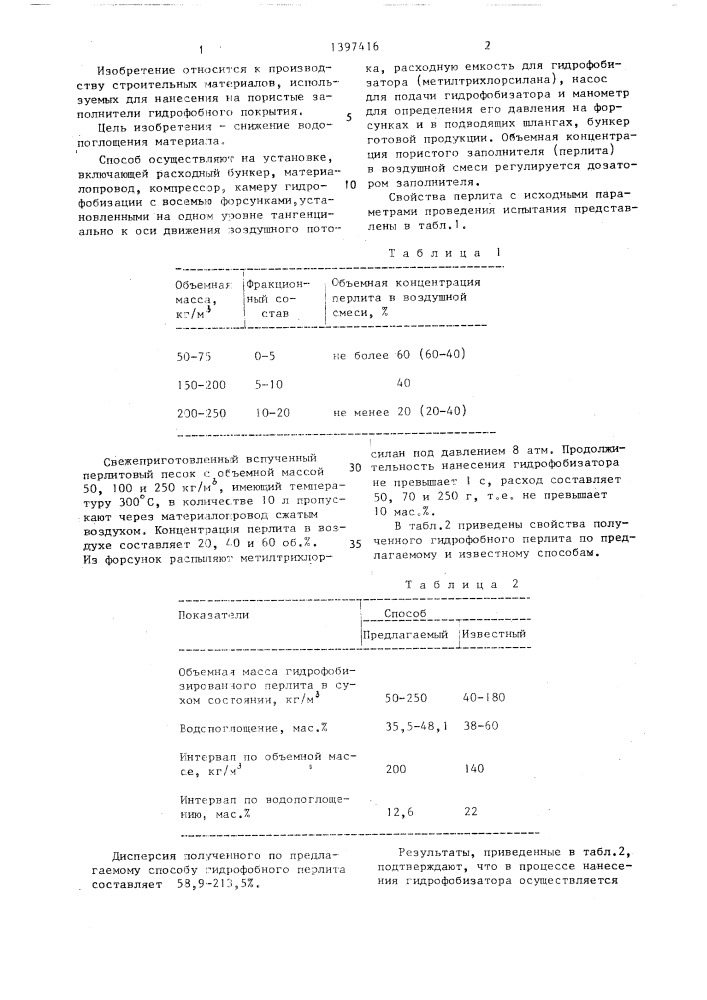 Способ гидрофобизации легких пористых заполнителей (патент 1397416)