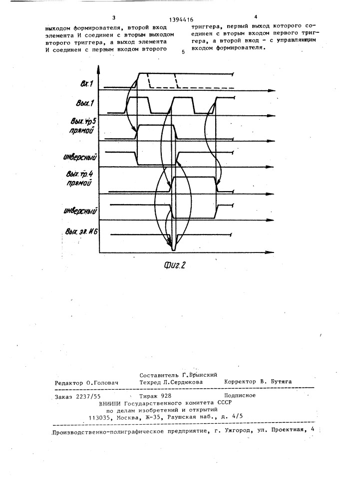 Формирователь импульсов (патент 1394416)