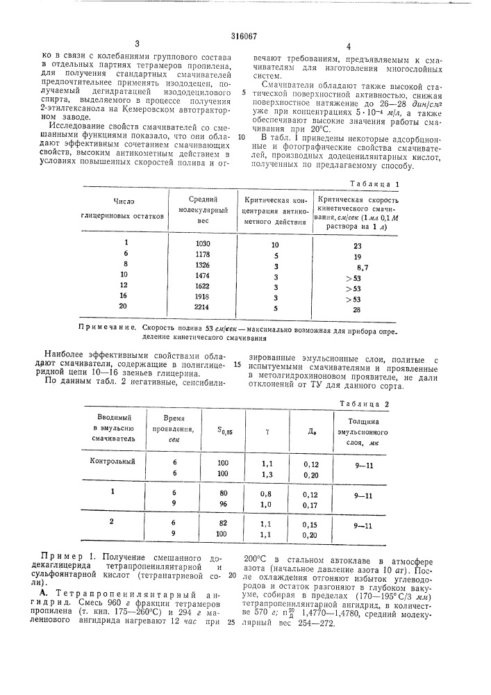 Способ получения смачивателя"йля (патент 316067)