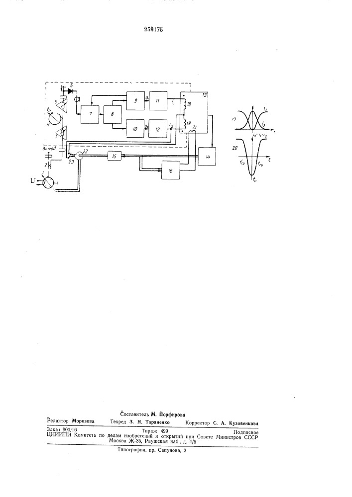 Устройство автоматической подстройки частоты магнетронных генераторов (патент 259175)