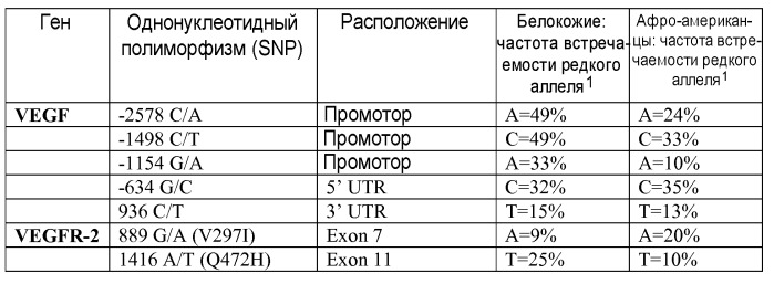 Vegf полиморфизм и анти-ангиогенезная терапия (патент 2482491)