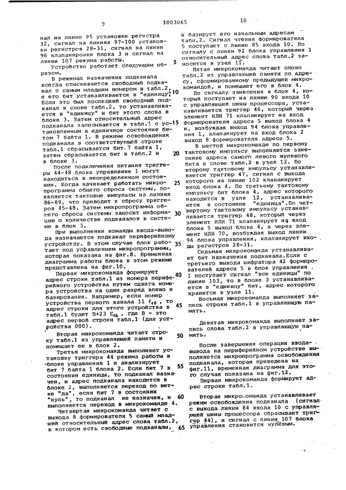 Устройство для распределения подканалов (патент 1003065)
