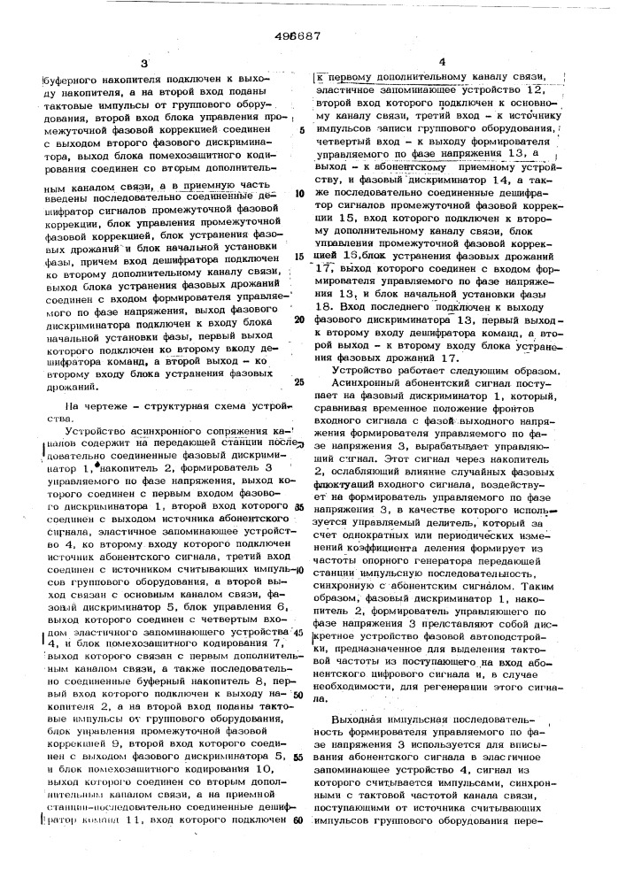 Устройство асинхронного сопряжения каналов (патент 496687)