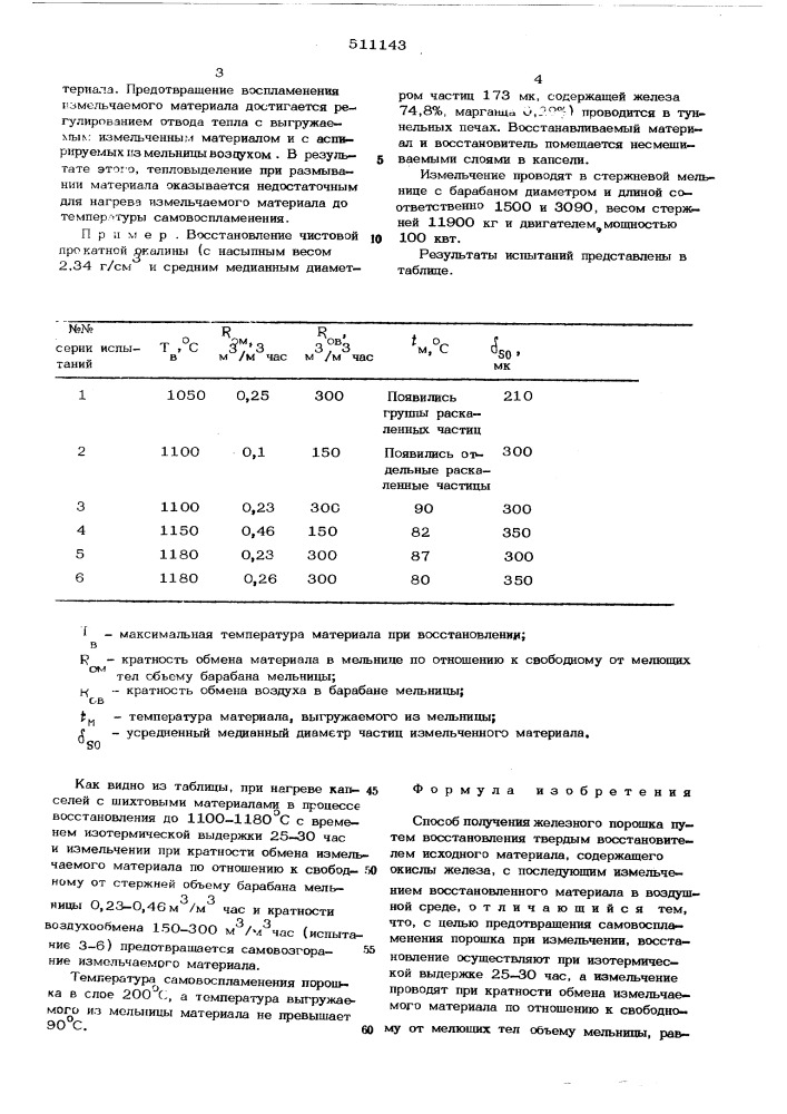 Способ получения железного порошка (патент 511143)