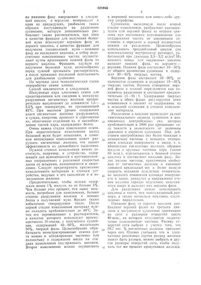 Способ переработки семян хлопкас получением белковой муки игоссиполовой муки (патент 828946)