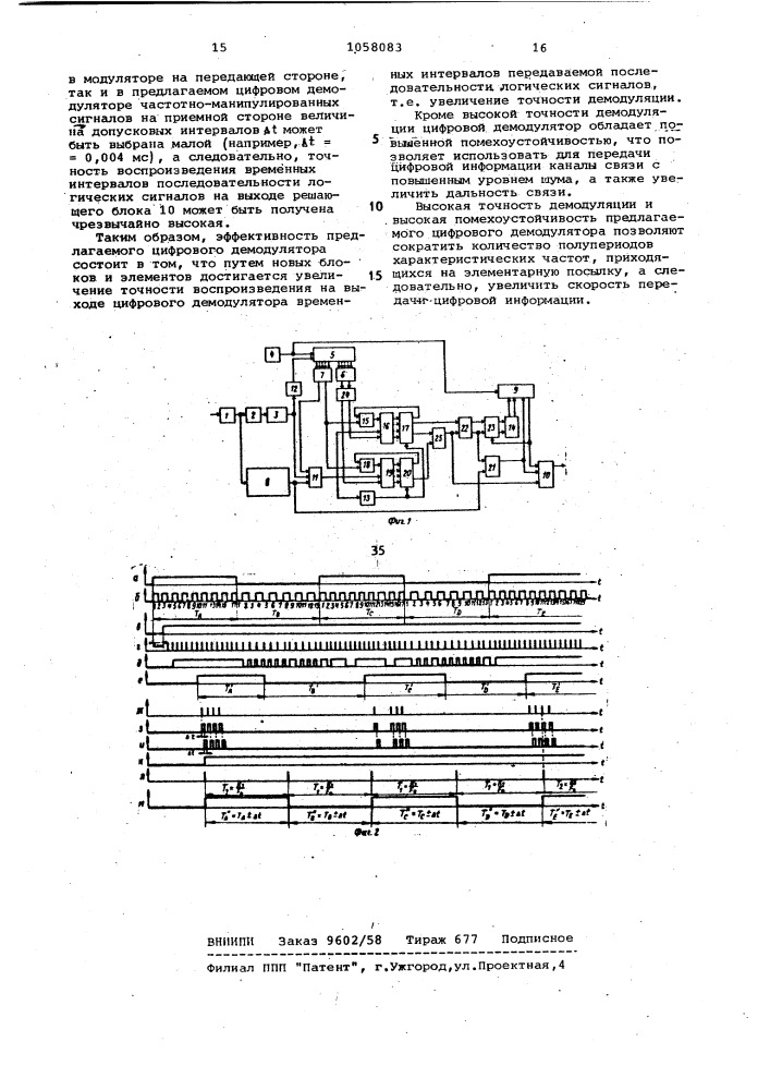 Цифровой демодулятор частотно-манипулированных сигналов (патент 1058083)