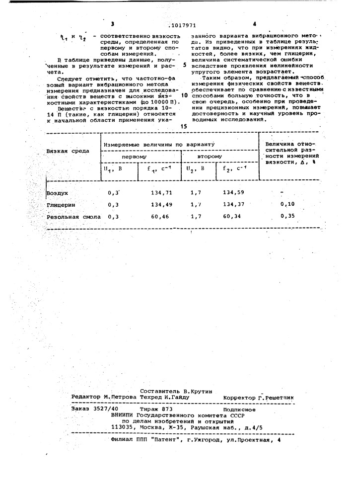 Вибрационный способ исследования жидкостей (патент 1017971)