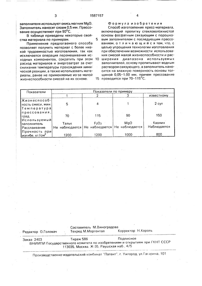Способ изготовления пресс-материала (патент 1587157)